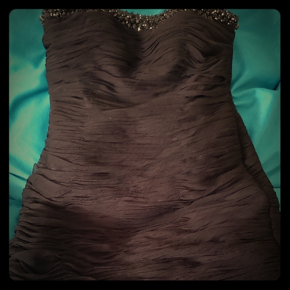 Black Chiffon Strapless Cocktail Dress